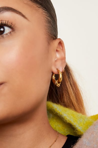 stainless steel earrings with rope detail - large  h5 Picture3